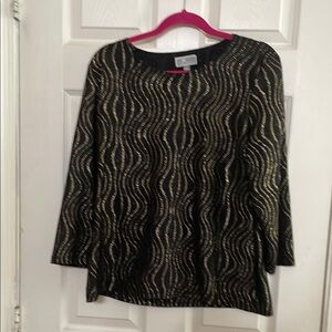 Elegant Black Top with Gold Waves